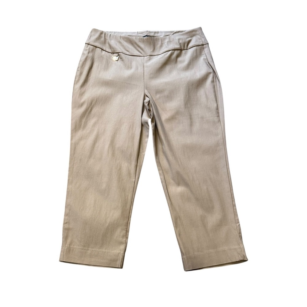 Premise Studio Petite Large Khaki Tummy Control Pull On Cropped Pants PS710148P
